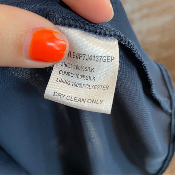 Parker Linette Combo Dress Blue Rooted Floral Silk - Picture 6 of 6